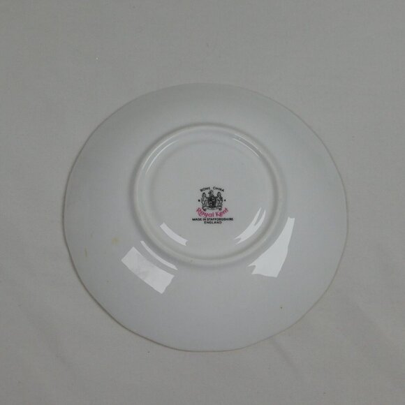 Royal Kent White With Blue Floral Design Bone China Cup And Saucer Set Vintage - Picture 9 of 11